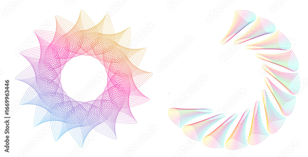 Aufkleber design elements. wave of many purple lines circle ring. abstract vertical wavy stripes on white back
