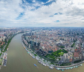 Overlooking Shanghai Huangpu river and the cityscape