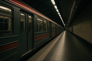 Fototapeta premium Empty subway train station tunnel