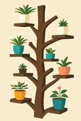 Enhance your space with a delightful plant tree stand featuring vibrant potted plants for a fresh, modern look