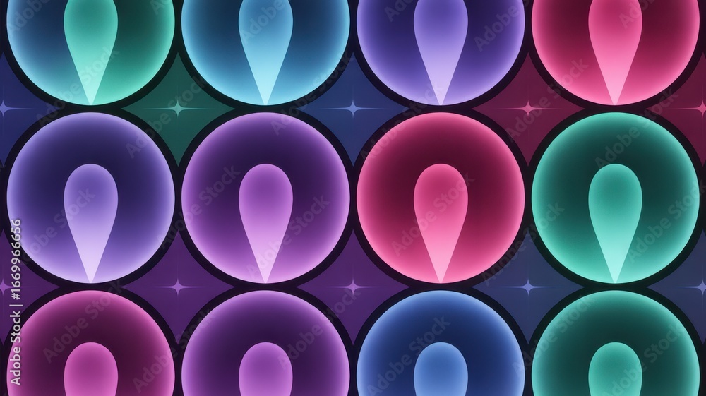 Poster vibrant oval shapes with gradient colors arranged in a repeating pattern