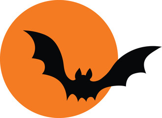  Halloween Bat Silhouetted in an Orange Moon