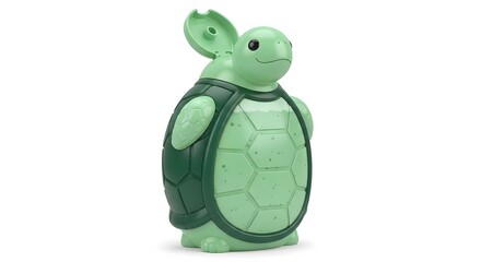 Fototapeta premium Turtle-Shaped Bottle with Soap, Isolated on White Background