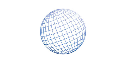 Abstract Digital Wireframe Globe with Grid Pattern and Gradient Colors.
