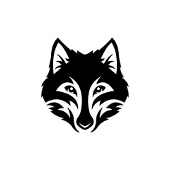 head wolf silhouette logo design vector
