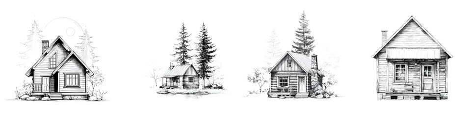 Hand Drawn House Sketch Collection: Rural Architecture