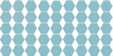 Geometric Hexagon Pattern in Teal and White Repeating Abstract Design.