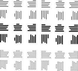 Align line icon set with solid black and outline vector illustration style. Collection of text alignment, justify, left, right, center, vertical, and formatting symbols for UI, UX, apps and web design