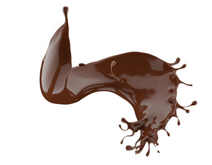 chocolate splash isolated on white background. 3d render