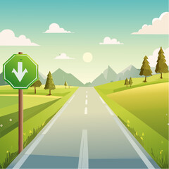 Green road arrow sign Summer