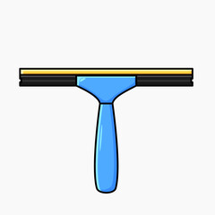 Colorful cartoon vector illustration of a window squeegee tool. Ideal for glass cleaning, household chores, sanitation, hygiene, janitorial equipment, and cleanliness design projects.