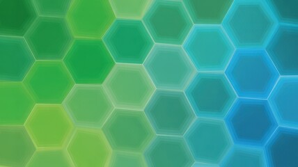Abstract hexagonal pattern with a smooth gradient transition from green to blue