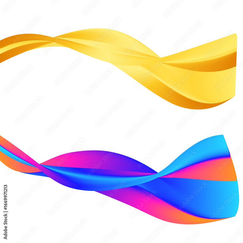 Poster design elements. wave of many glittering lines. abstract wavy stripes on white background isolated. 
