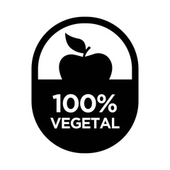 100% Vegetal Vector Icon Sign Logo