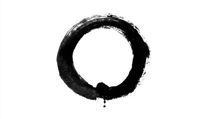 Minimalist black ink circle on white background representing simplicity and balance