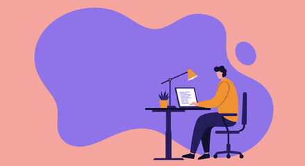 Person working diligently on a laptop at a modern desk, perfect for themes of remote work, online education, or digital business.