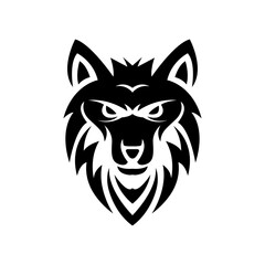 head wolf silhouette logo design vector