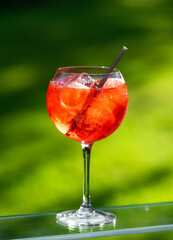 glass of classic red spritz cocktail