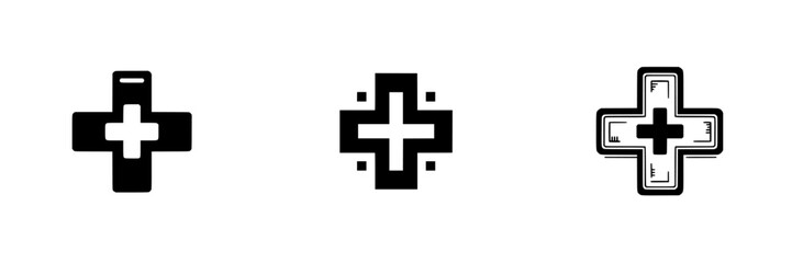 Obraz premium Medical Cross Symbols Collection, minimalist monochrome icons