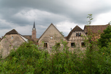 Fototapeta premium Pueblos de la Alsacia, Francia, Eguisheim, Colmar, Turckheim, Kaysersberg, Ribeauville, Bergheim, Obernai