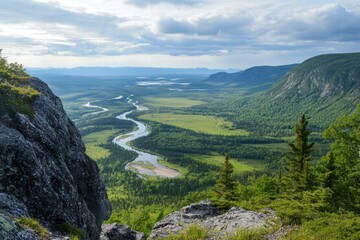 Obraz premium Mountain river flowing through valley