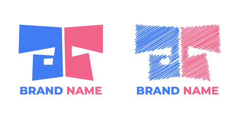 Creative AC letter monogram logo design with modern geometric style. Fun and professional vector logomark template perfect for branding, business identity, and creative design projects