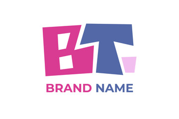 Playful BT letter monogram logo design with modern geometric style. Creative vector logomark template perfect for branding, business identity, and fun creative design projects.