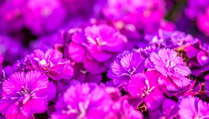 Vibrant magenta and purple flowers in bloom, densely packed