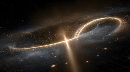 Leuchtendes Unendlichkeitssymbol aus Licht im Universum 