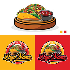 Tacos vector logo template. Mexican junk food logo icon. Tacos restaurant symbol