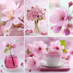 ピンク色の花々