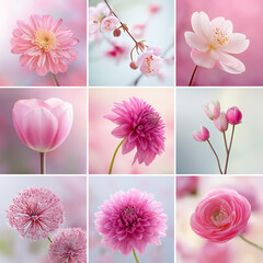 ピンク色の花々