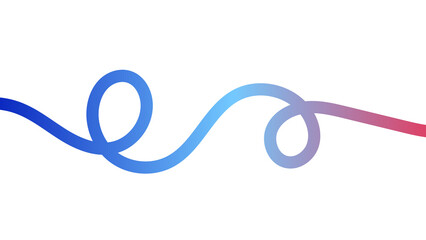 Abstract Gradient 3d Wavy Line Background. Smooth Flowing Ribbon with Color Transition from Blue to Purple to Red. Minimalist Fluid Shape with Loop Curve. transparent or white background 