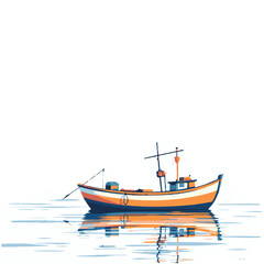 Fishing boat on calm ocean water