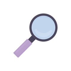 Purple magnifying glass icon. Search symbol.