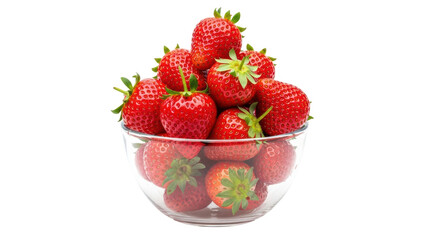 Isolated Glass Bowl Filled with Fresh Strawberries