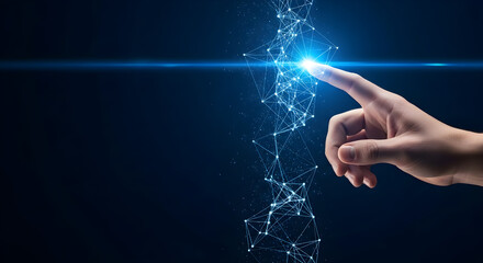 Innovative technology connects with human touch showcasing digital network and future advancements technology