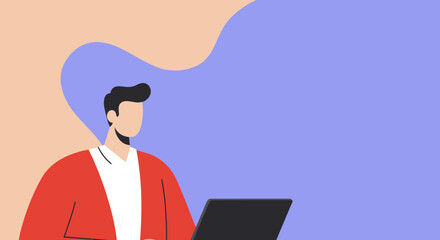 Modern man working on a laptop, symbolizing remote work, digital communication, and online productivity. Ideal for business, education, and lifestyle content.