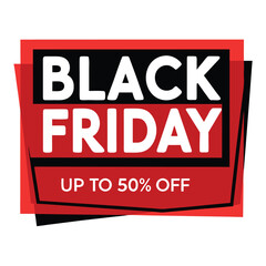 Fototapeta premium Black friday sale banner with discount up to fifty percent off shopping promotion illustration 