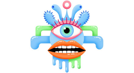 Isolated Abstract Monster with Eye and Mouth