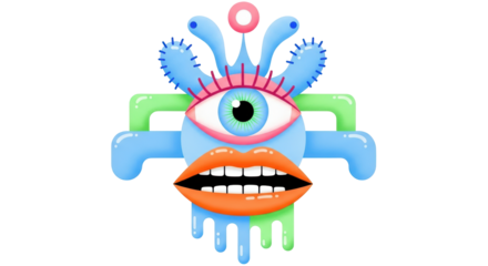 Isolated Abstract Monster with Eye and Mouth