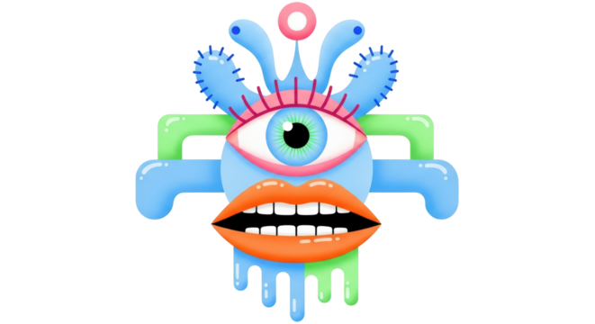 Isolated Abstract Monster with Eye and Mouth