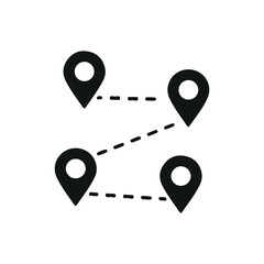 Black map icon with location pin symbol, simple vector illustration for navigation, travel, and GPS design concepts.