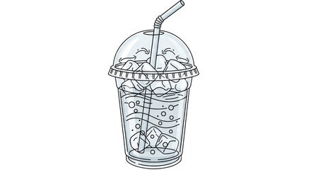 Isolated Iced Drink with Straw