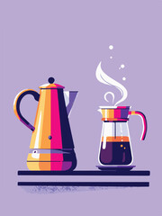 Modern Coffee Machine with Hot Cup of Coffee