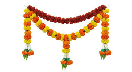 Isolated Garland of Marigold Flowers
