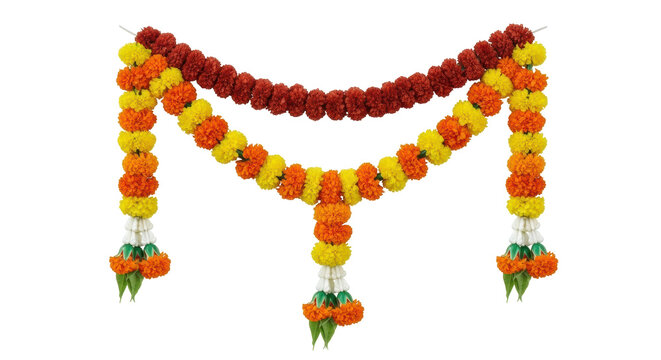 Isolated Garland of Marigold Flowers