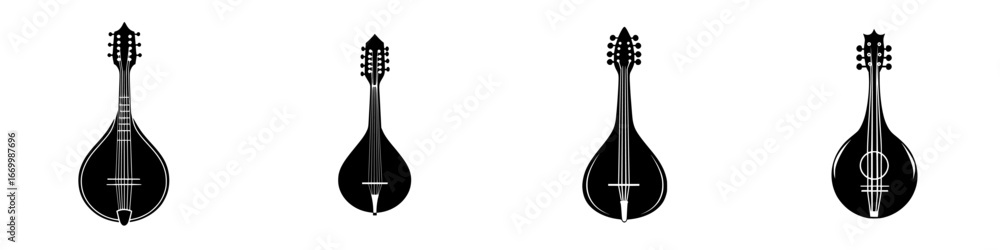 Aufkleber different types of string instruments displayed in a minimalist design showcasing their unique shape