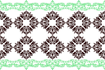 Damask seamless pattern, seamless vector pattern, background, decorative pattern, wallpaper, art ornament, fabric, vintage.
