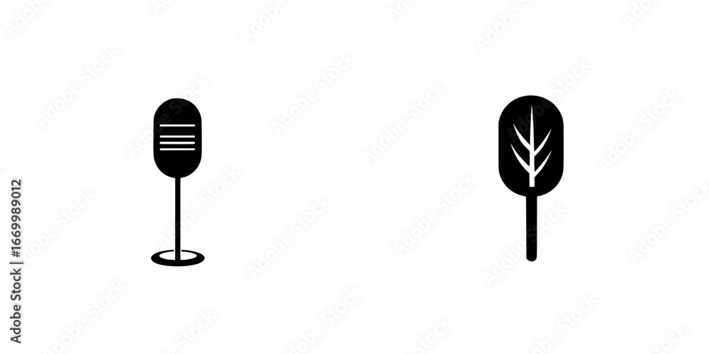 Aufkleber two minimalistic icons representing a traffic signal and a tree in a simplistic design against a whi